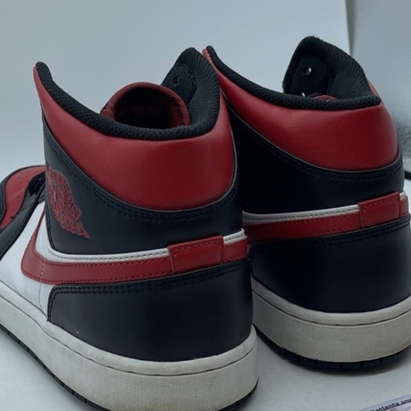 Jordan 1 Mid Bred Toe Black Red White Leather (554724-079) Sz 11 Men Sneakers main image 4